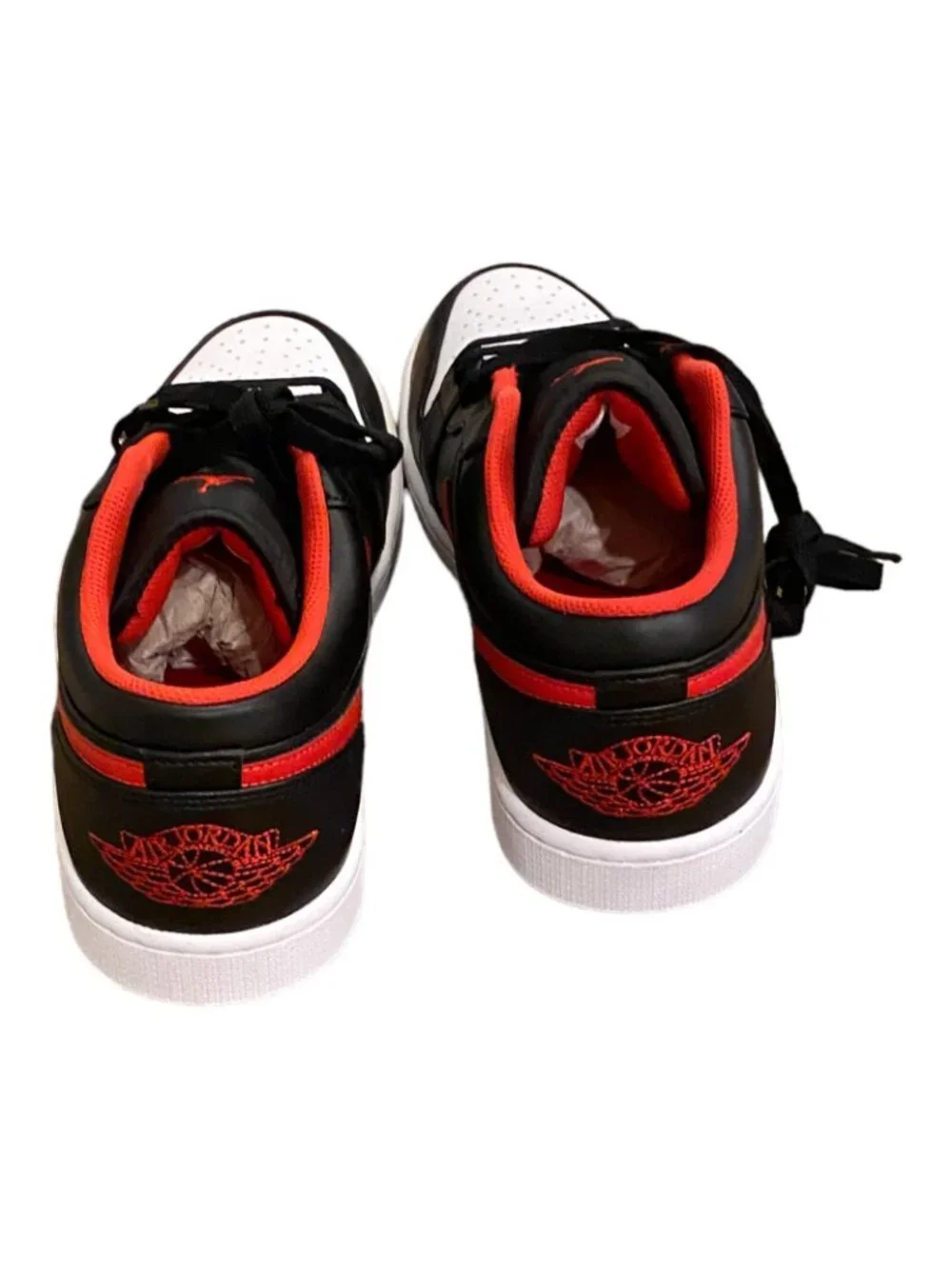 Nike Air Jordan 1 Low White Toe Shoes Black Fire Red 553558-063 Men's NEW Sz: 12